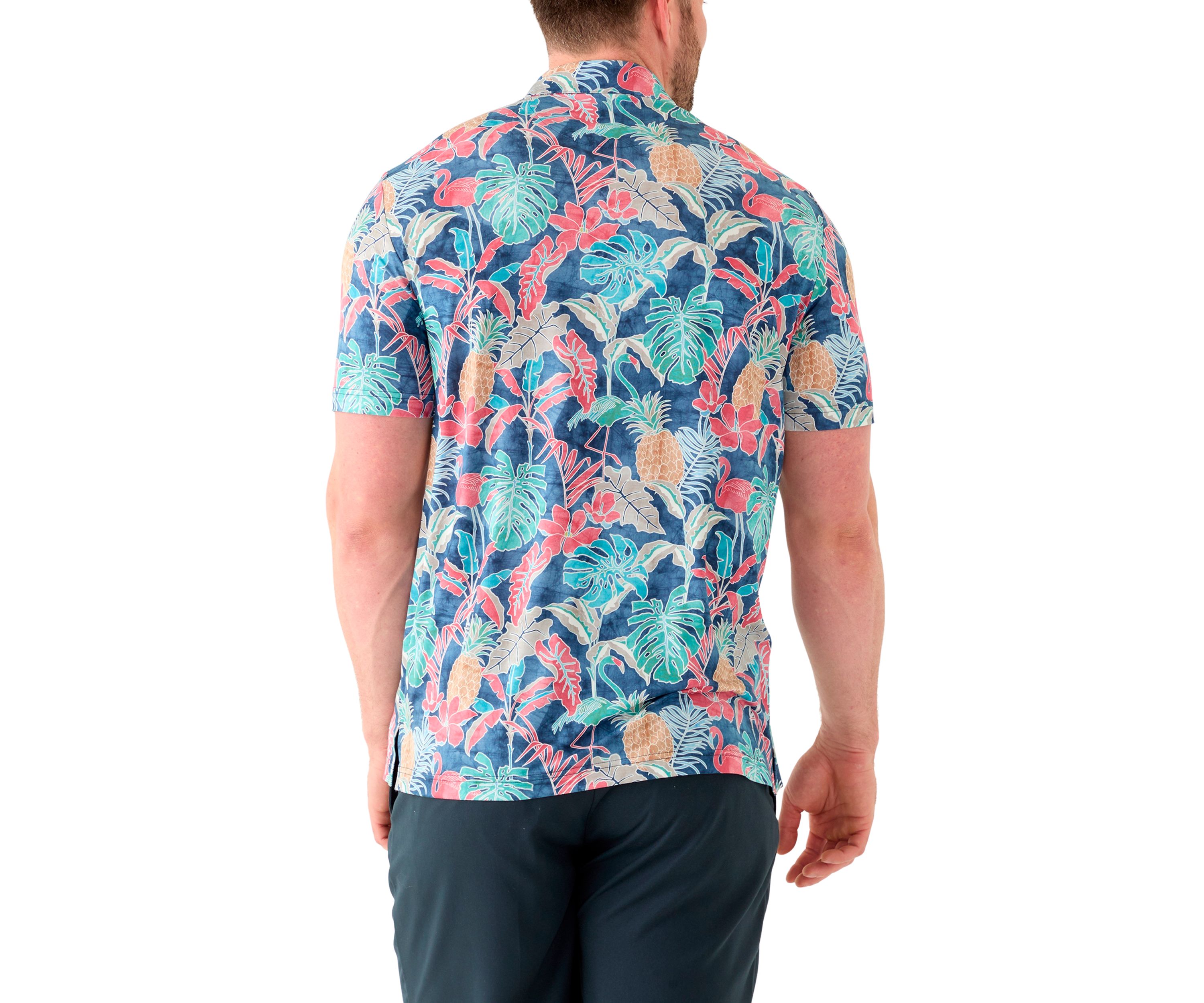 Big & Tall Short Sleeve Swingflex Tropical Print Polo Shirt