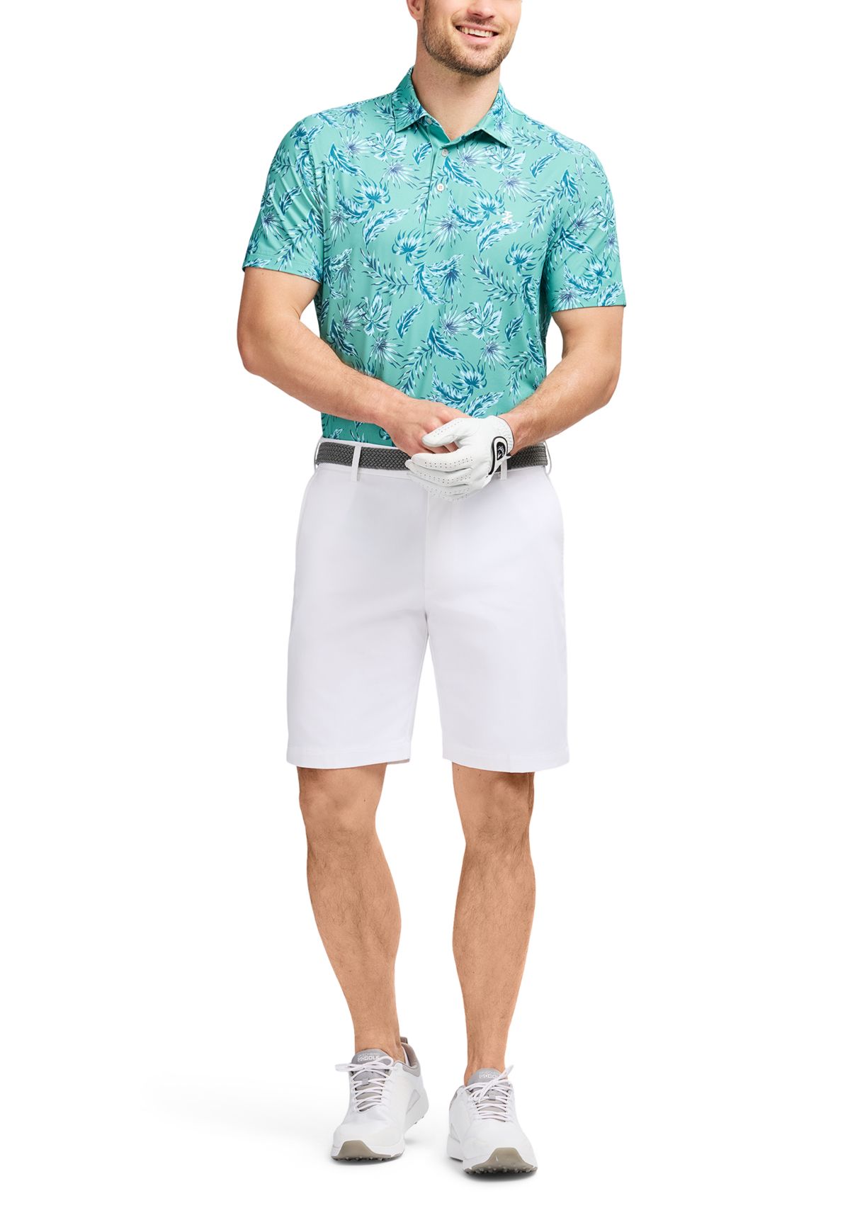 Blue Agave Print Knit Golf Polo Shirt 