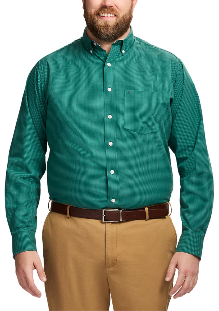 Big & Tall Long Sleeve Performance Comfort Gingham Shirt