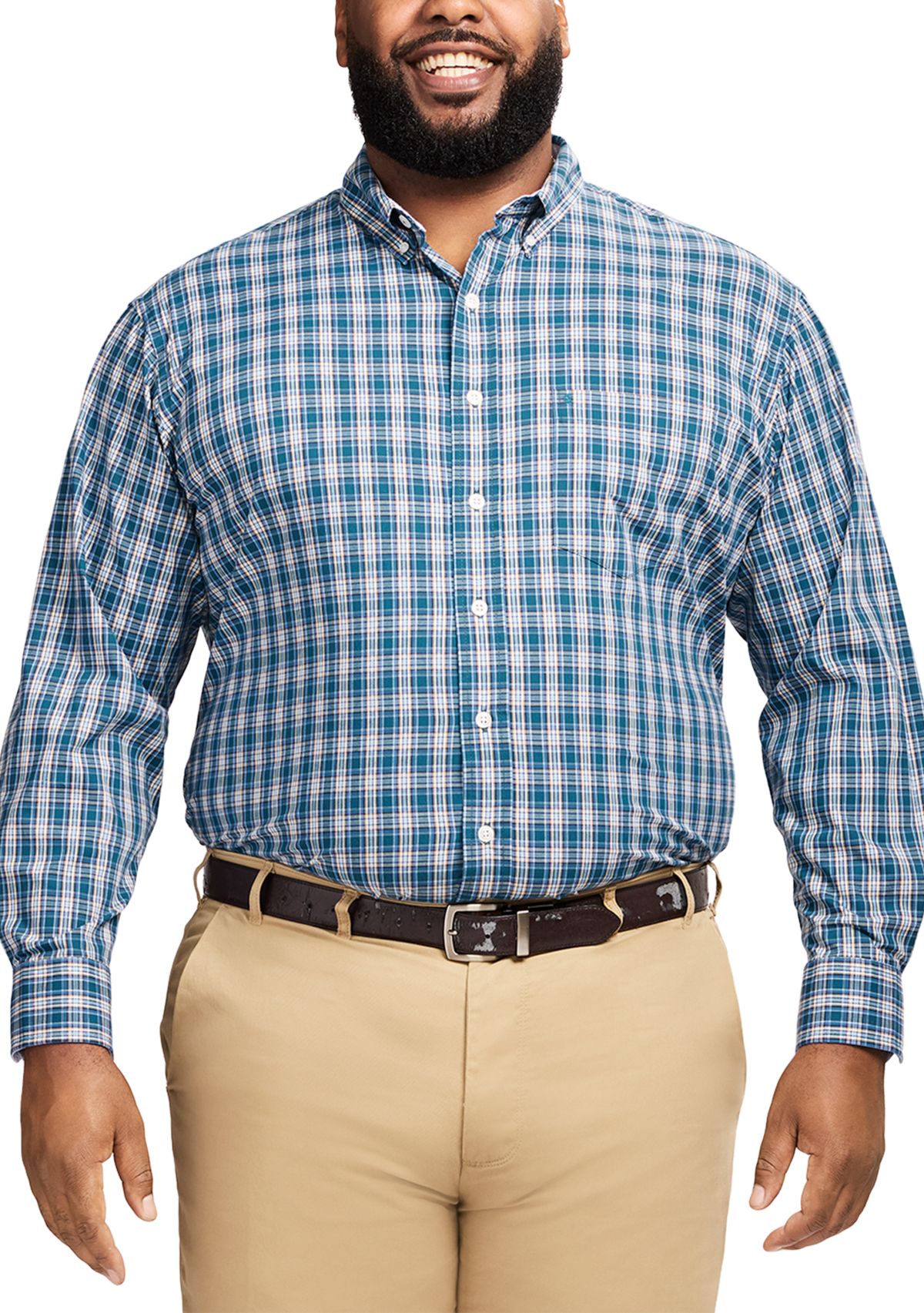 Big & Tall Long Sleeve Performance Comfort Button Down Shirt 