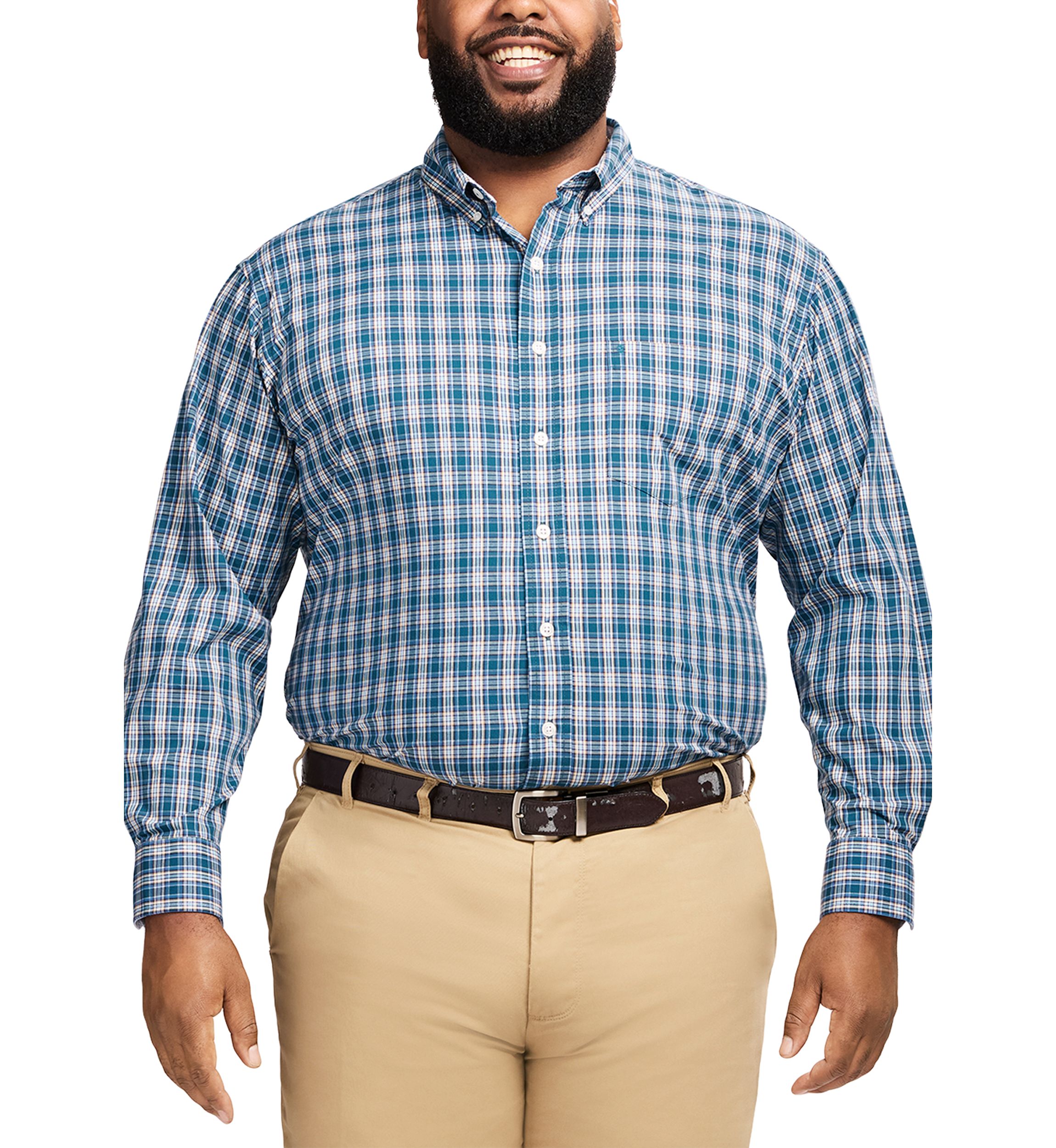 Big & Tall Long Sleeve Performance Comfort Button Down Shirt 