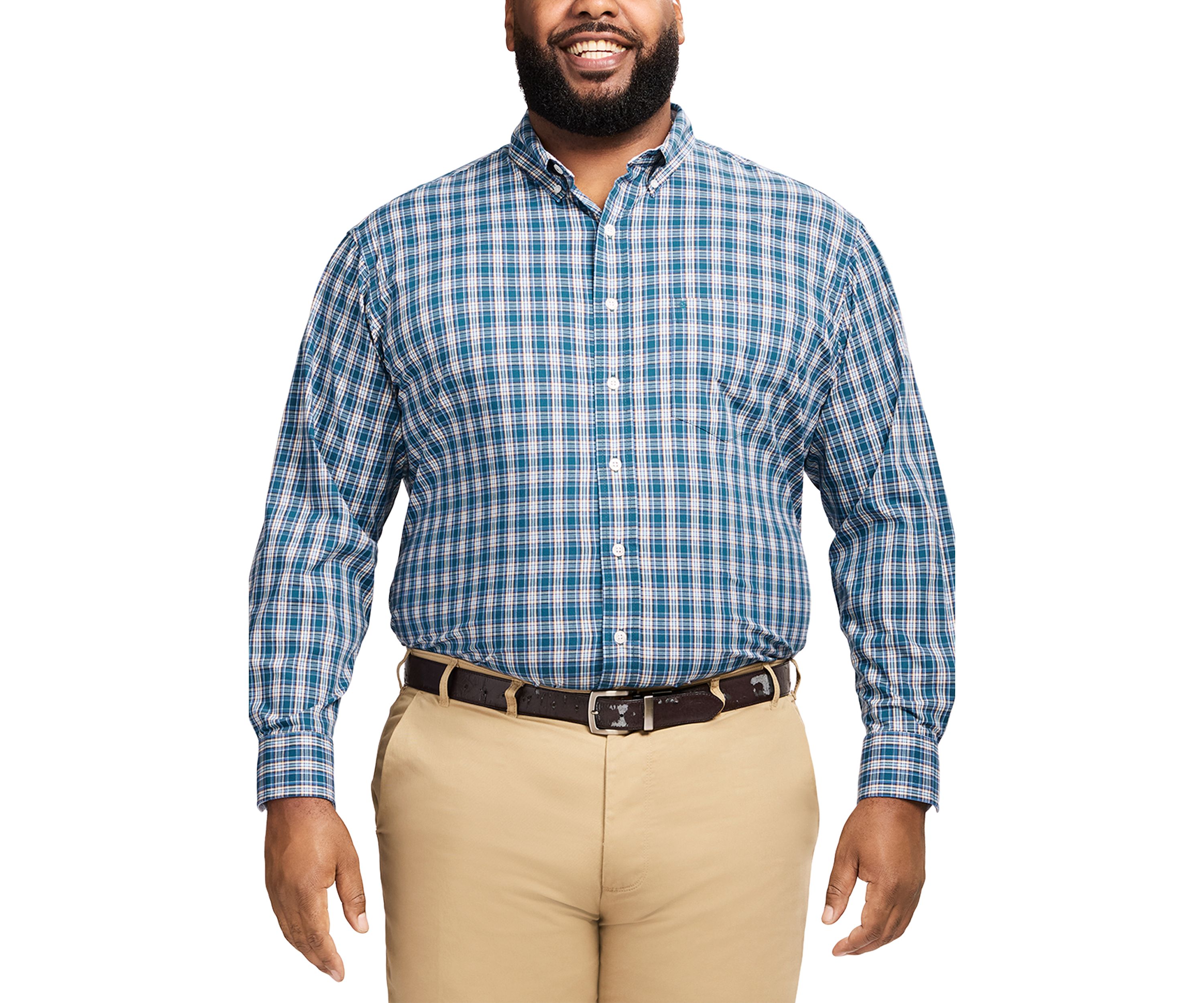 Big & Tall Long Sleeve Performance Comfort Button Down Shirt 
