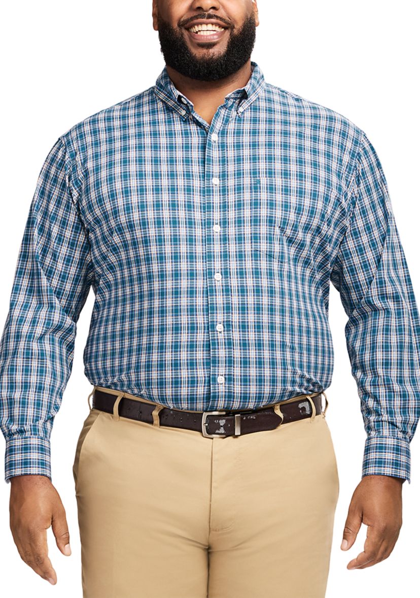 Big & Tall Long Sleeve Performance Comfort Button Down Shirt 