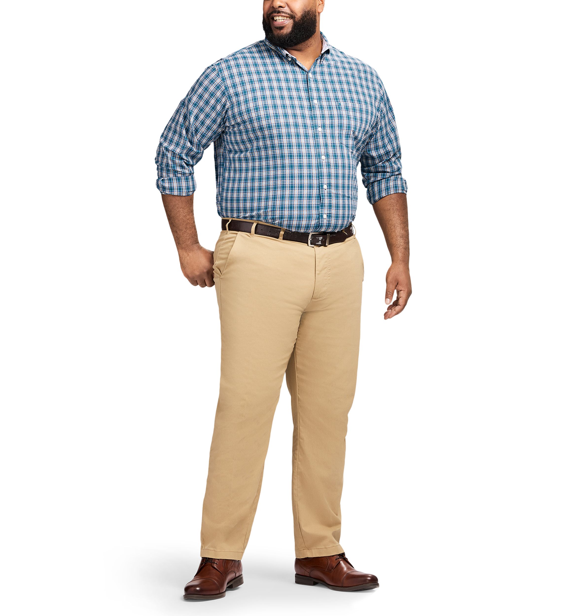 Big & Tall Long Sleeve Performance Comfort Button Down Shirt 