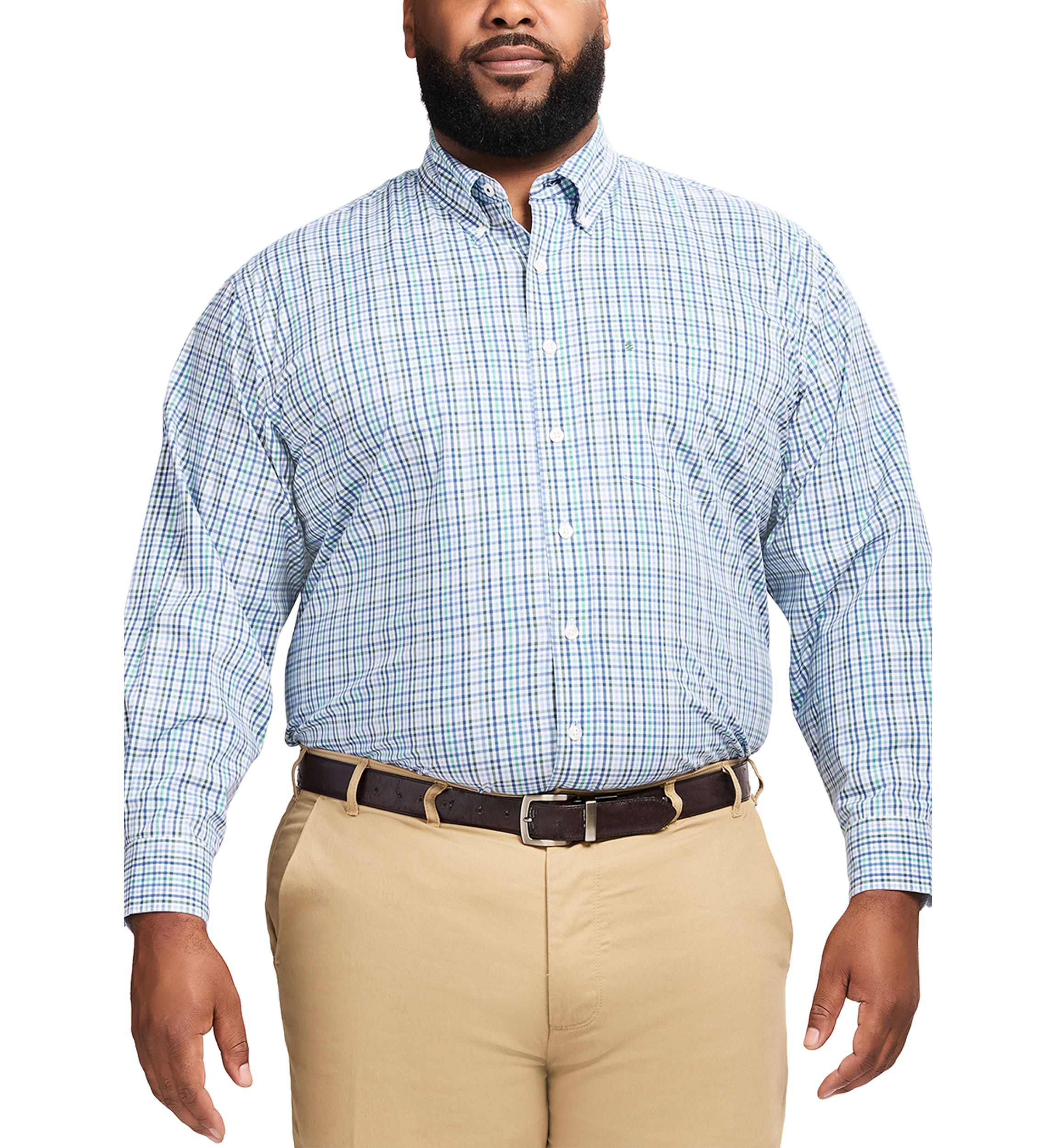 belk mens dress shirts W.H. Men's Blue 100% Linen Collared Long Sleeve Button Down Shirt  Carissa's Closet wicking fabric that keeps you dry and comfortable while reducing wrinkles Men's Big & Tall Dress