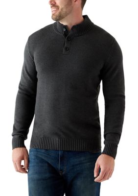 IZOD Big & Tall Marled Button Mock Neck Sweater | Belk