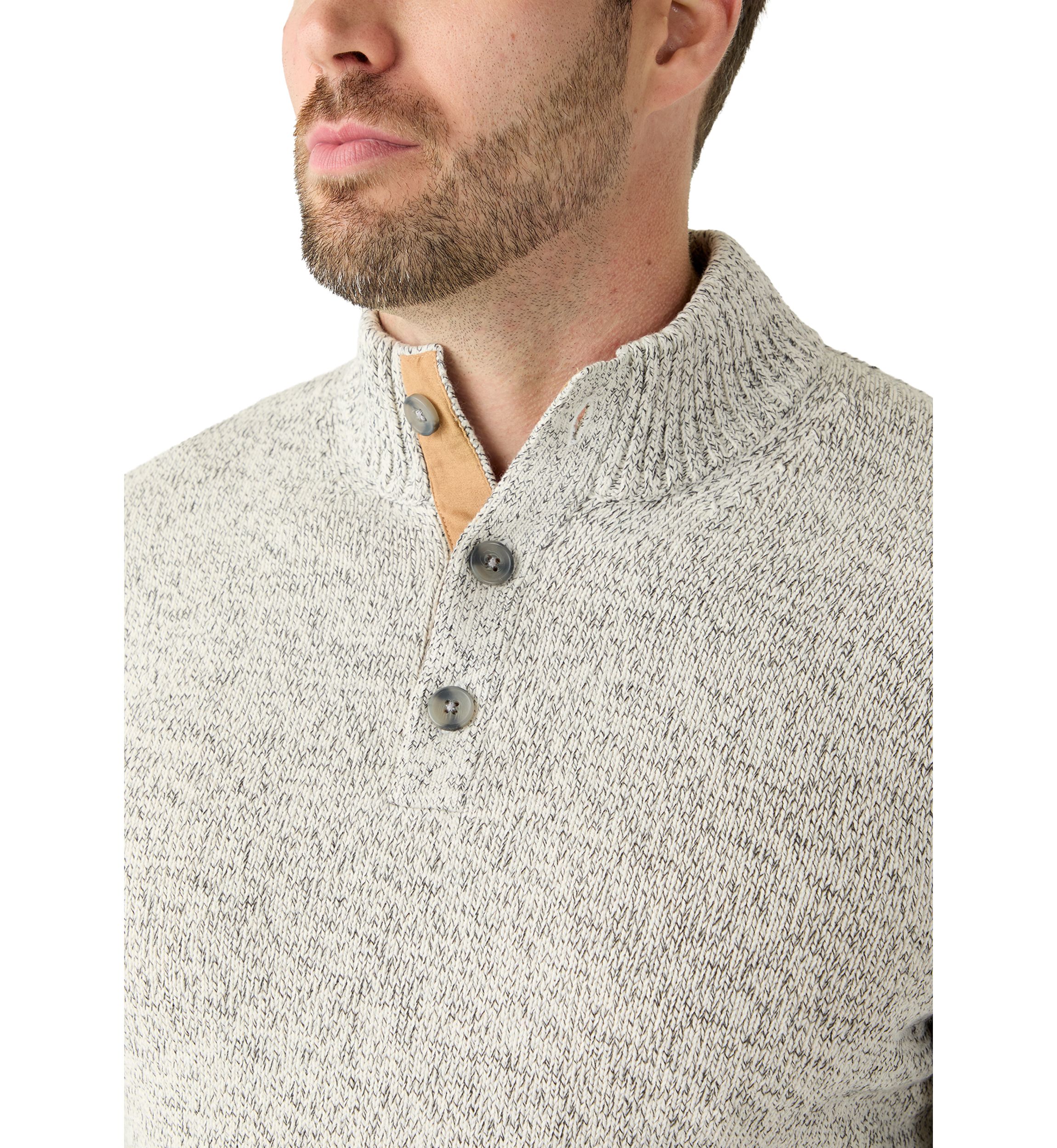 IZOD Big & Tall Marled Button Mock Neck Sweater | Belk