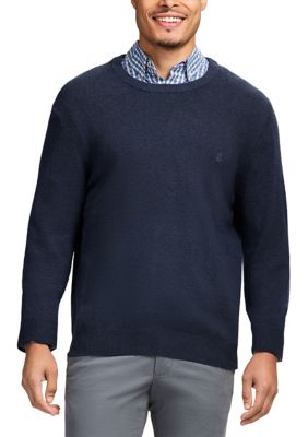 IZOD Men's 7 Gauge Soft Yarn Crew Neck Sweater, Navy Blue, XL