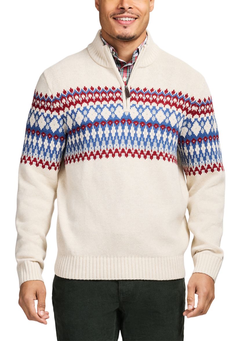 Holiday 5 Gauge Fair Isle 1/4 Zip Sweater 