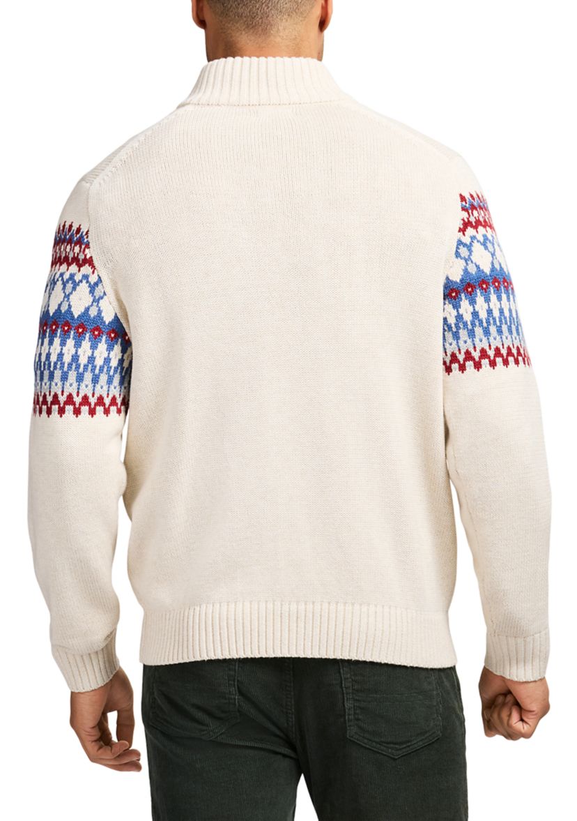 Holiday 5 Gauge Fair Isle 1/4 Zip Sweater 