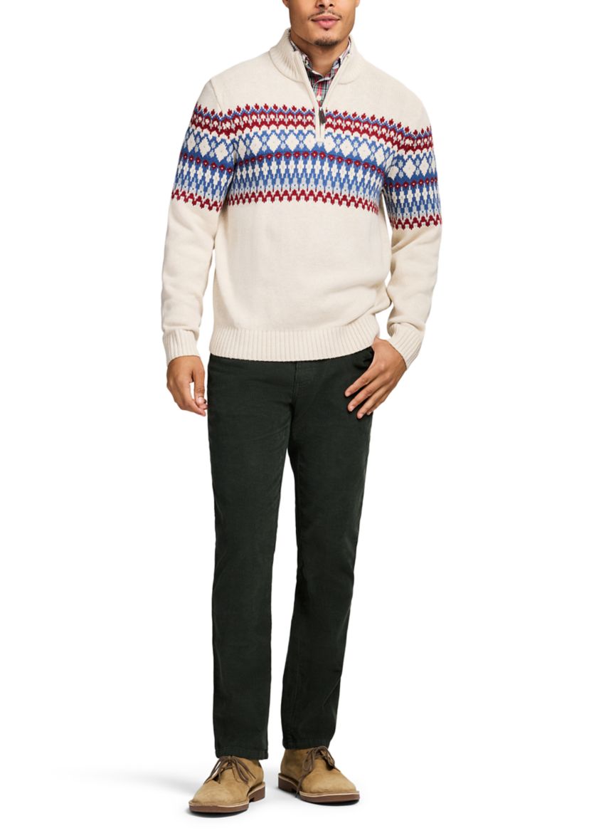 Holiday 5 Gauge Fair Isle 1/4 Zip Sweater 