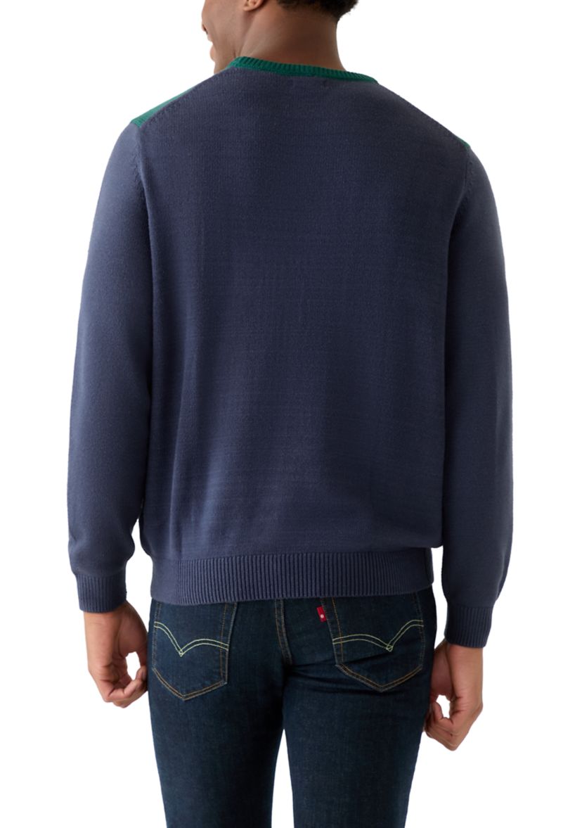 Mens Holiday Fair Isle Crew Neck Sweater