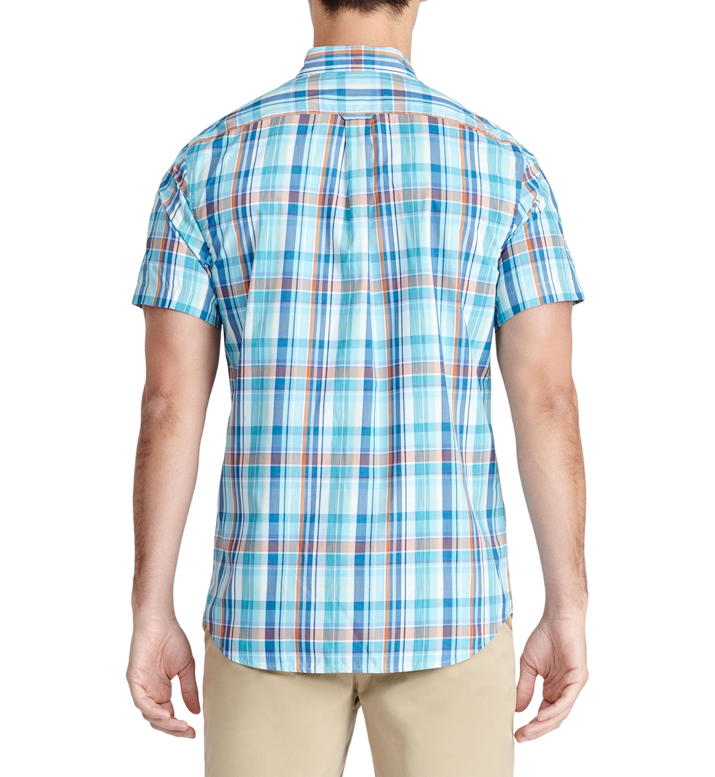 Short Sleeve Madras Plaid Woven Shirt