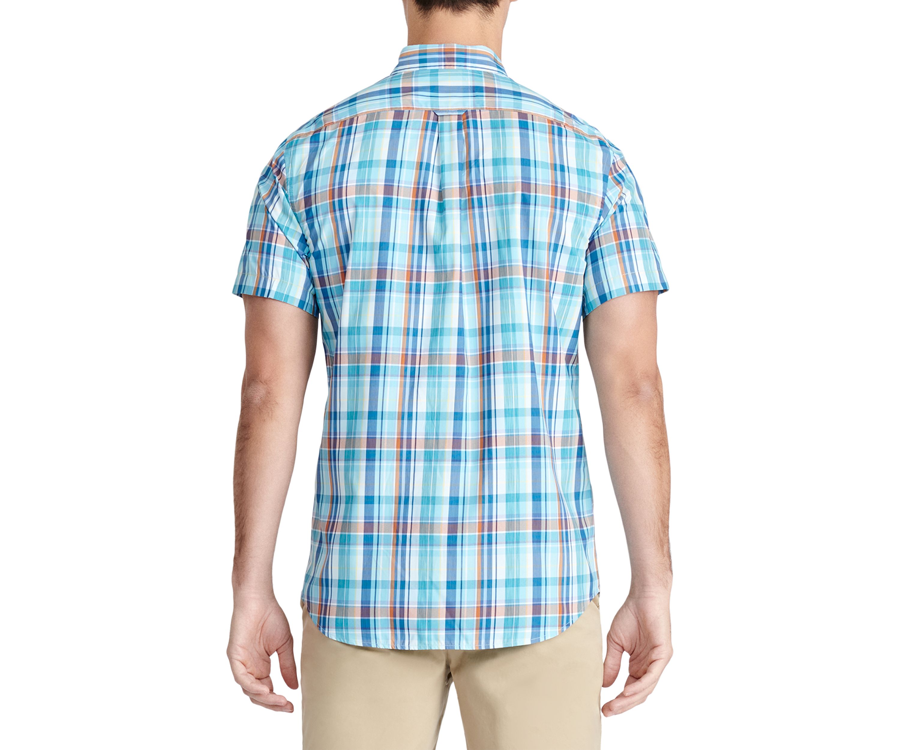 Short Sleeve Madras Plaid Woven Shirt