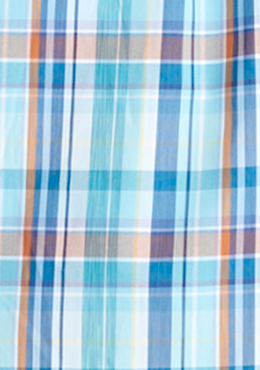Short Sleeve Madras Plaid Woven Shirt