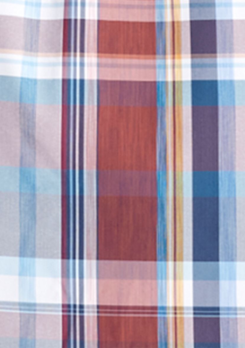 Short Sleeve Madras Plaid Woven Shirt