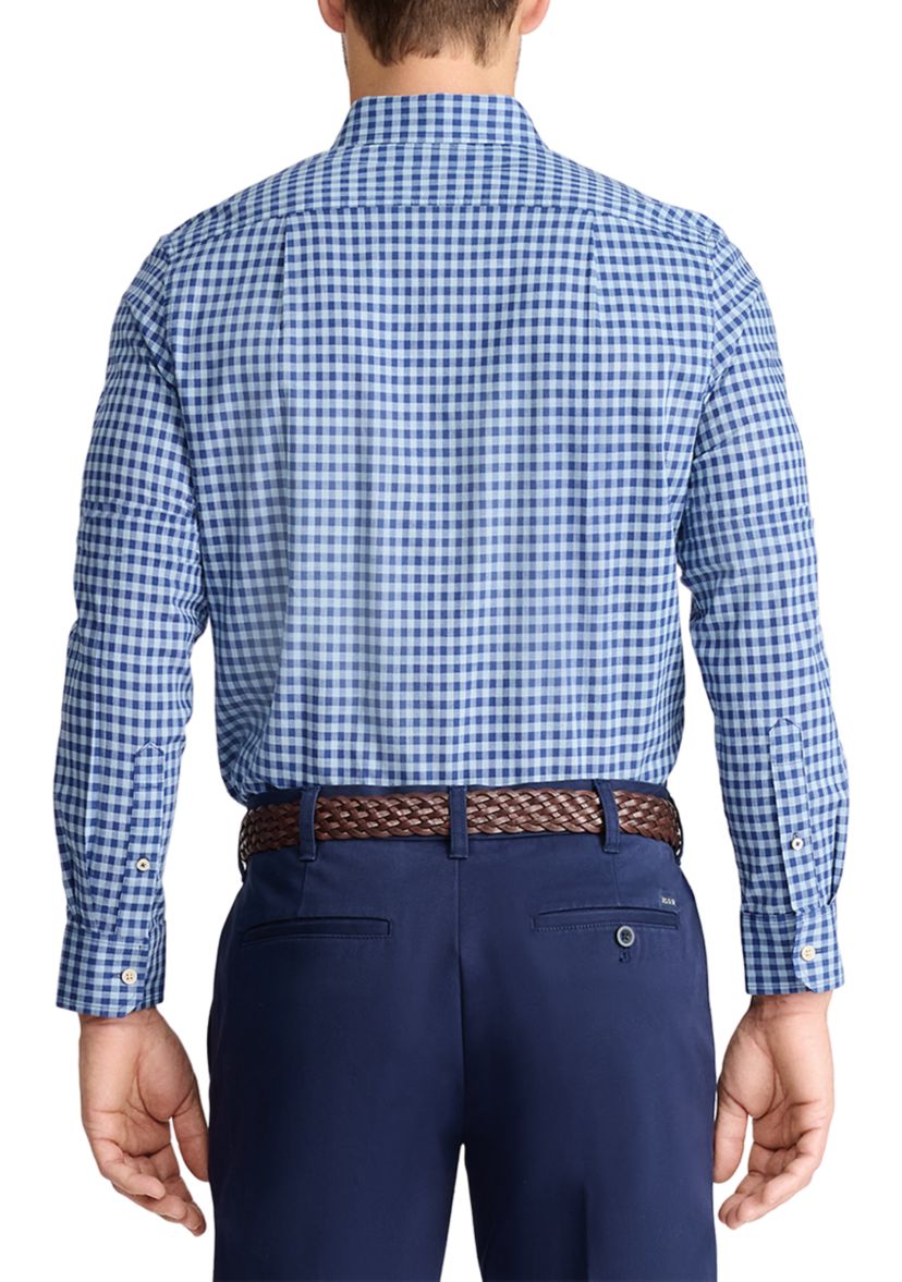Long Sleeve Gingham Check Saltwater Chambray Shirt