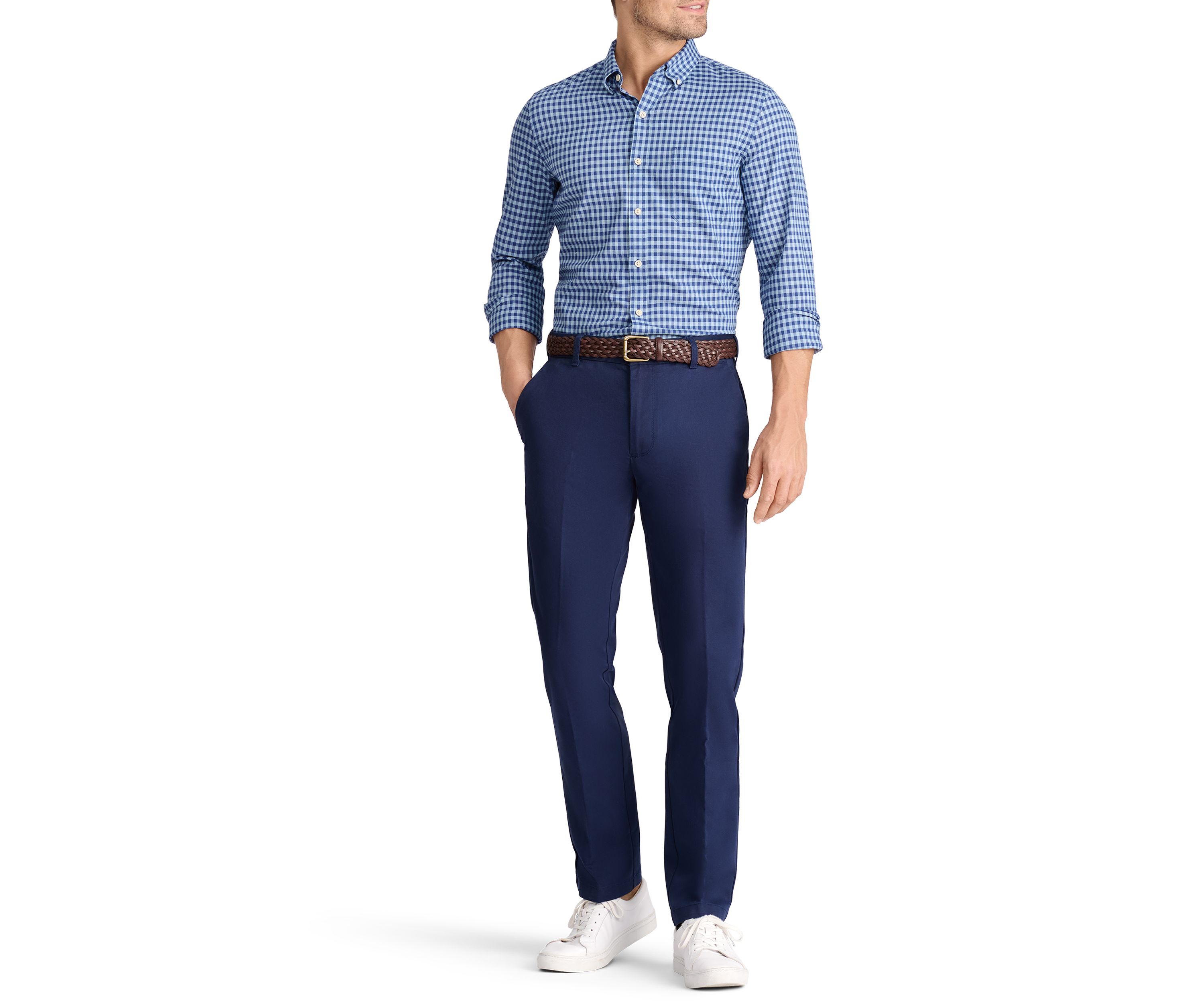 Long Sleeve Gingham Check Saltwater Chambray Shirt