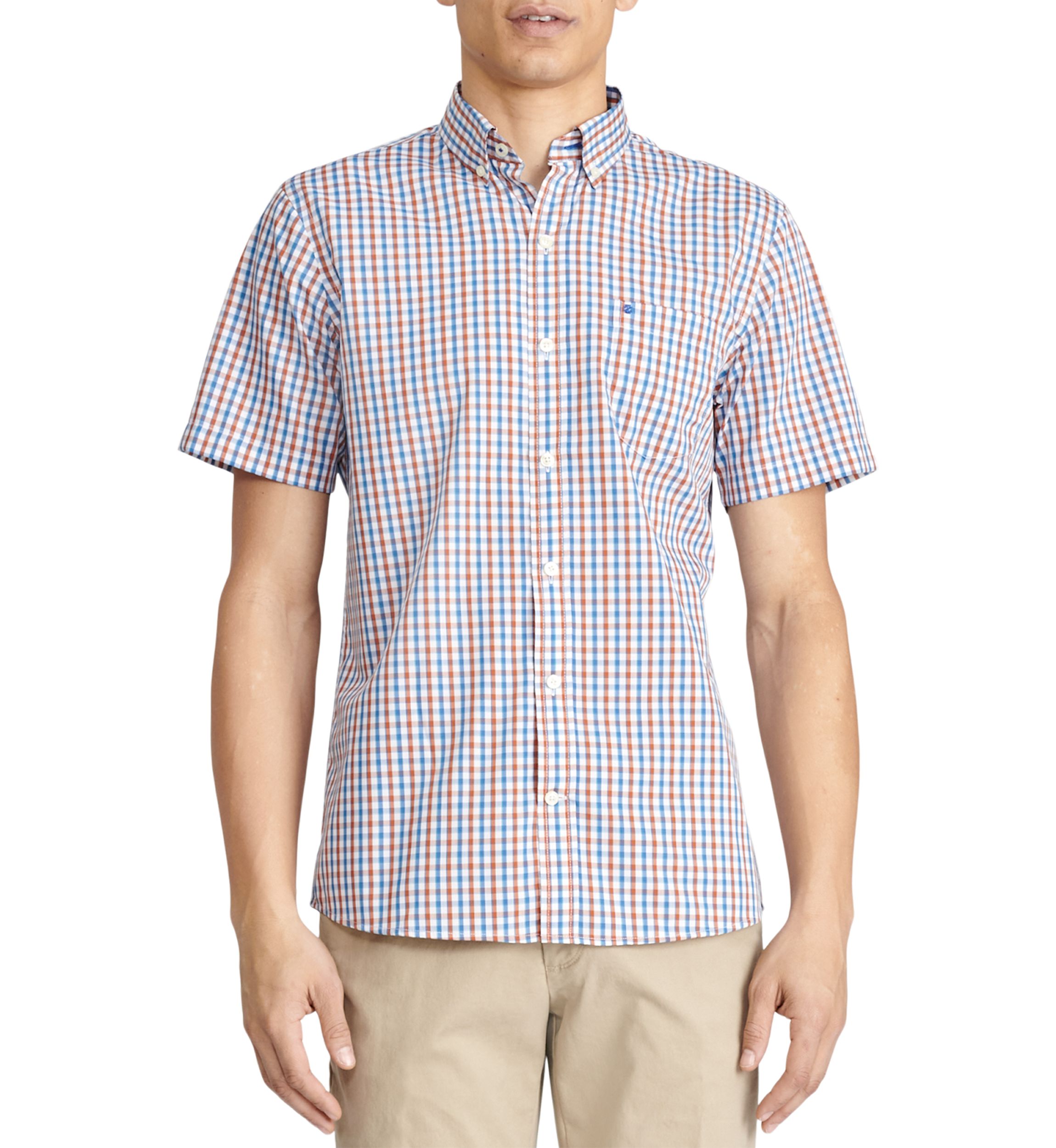 Short Sleeve Grid Woven Shirt