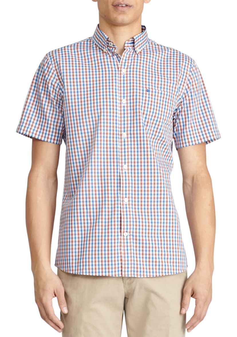 Short Sleeve Grid Woven Shirt