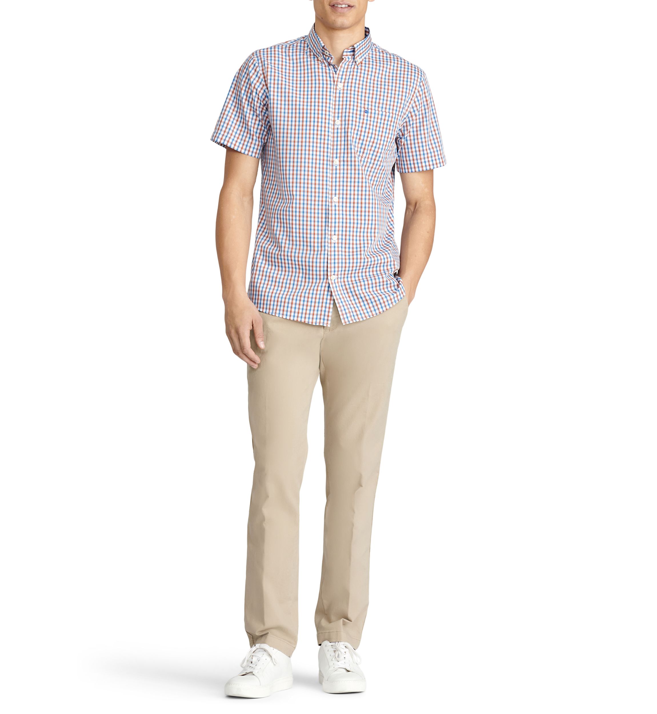 Short Sleeve Grid Woven Shirt