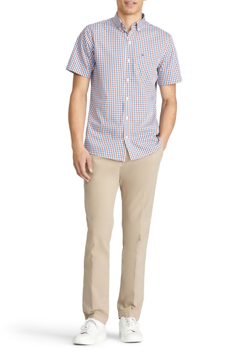 Short Sleeve Grid Woven Shirt