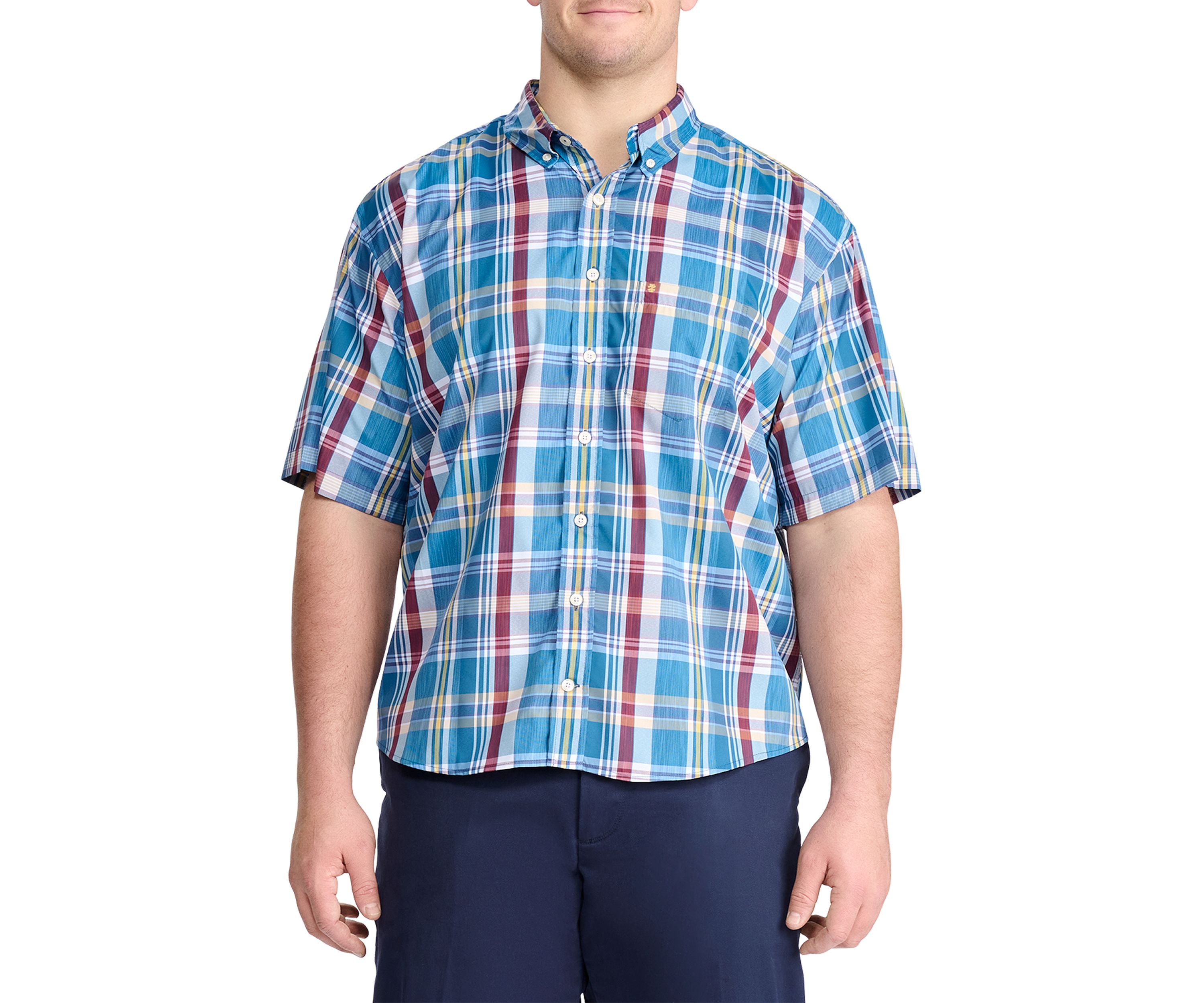 Big & Tall Breeze Madras Woven Button Down Shirt