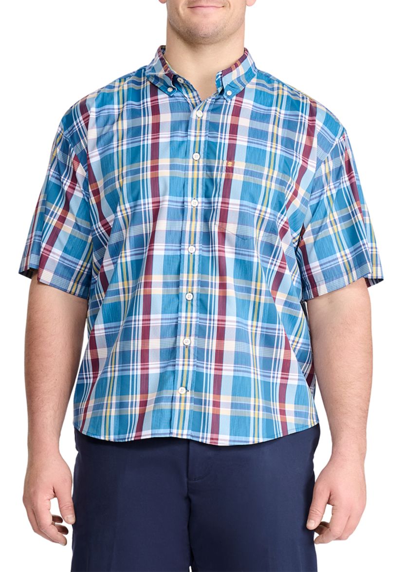 Big & Tall Breeze Madras Woven Button Down Shirt