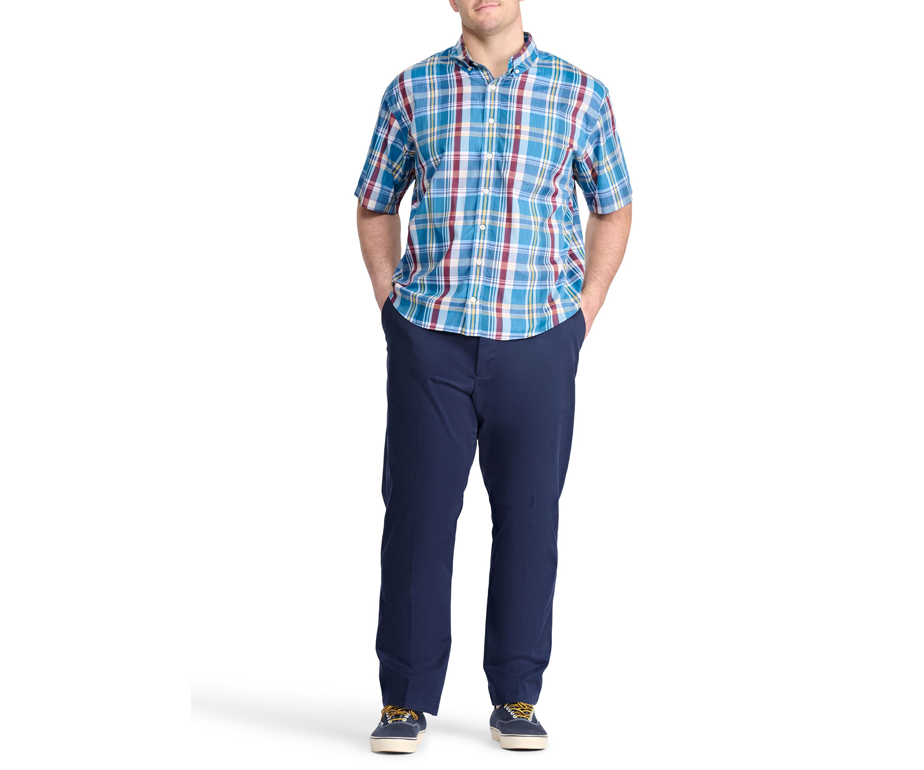 Big & Tall Breeze Madras Woven Button Down Shirt