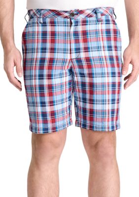 Mens patchwork madras shorts deals