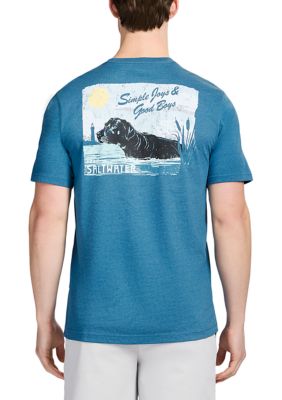 IZOD Men's Saltwater Short Sleeve Simple Joys and Good Boys Graphic T-Shirt, Blue, 2XL