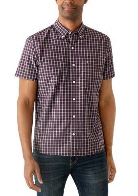 IZOD Men's Short Sleeve Breeze Dark Plaid Shirt, 2XL