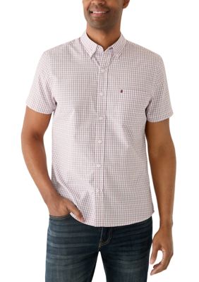 IZOD Men's Short Sleeve Breeze White Plaid Set, Small