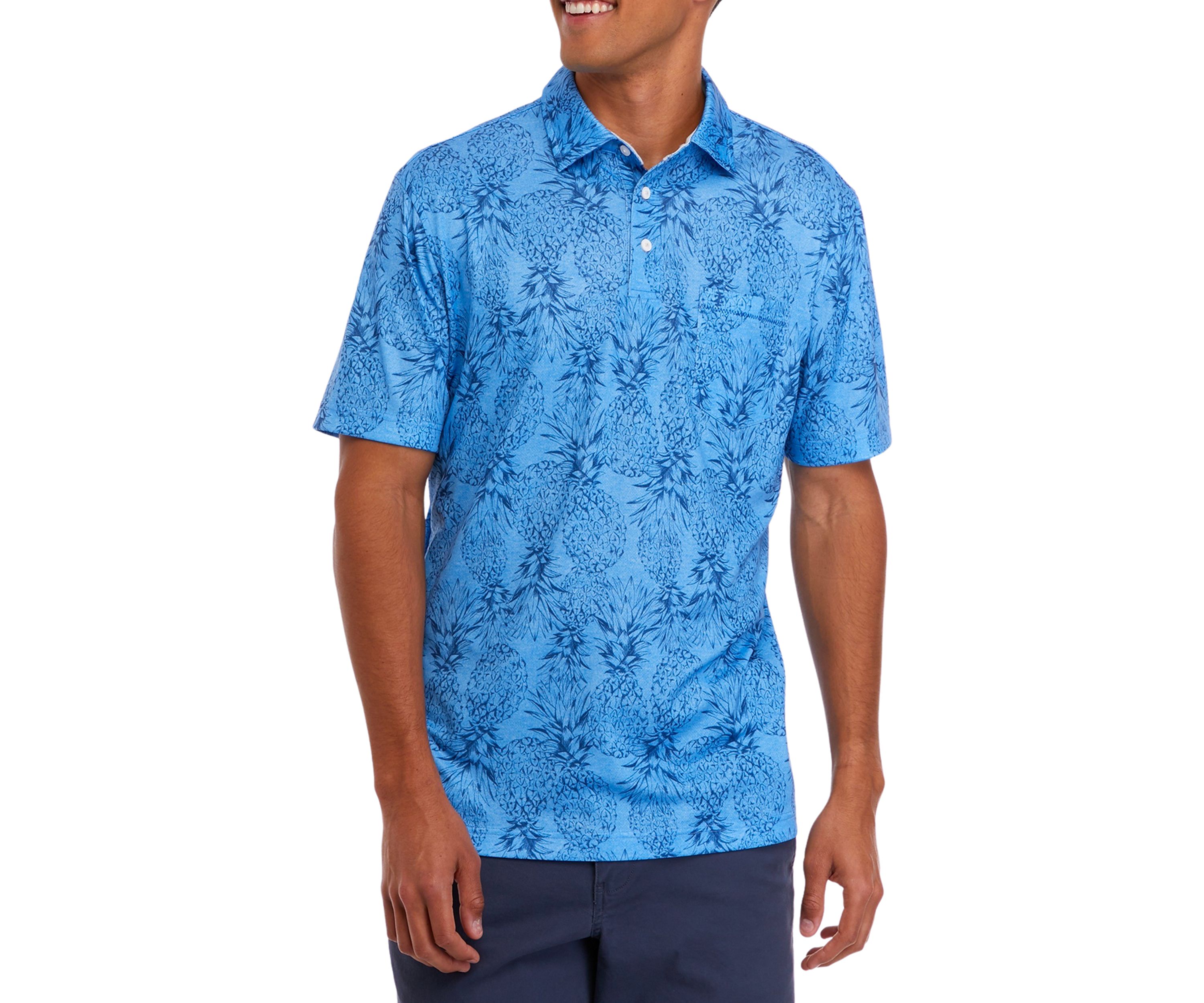 Mens Short Sleeve Beach Print Polo Shirt 