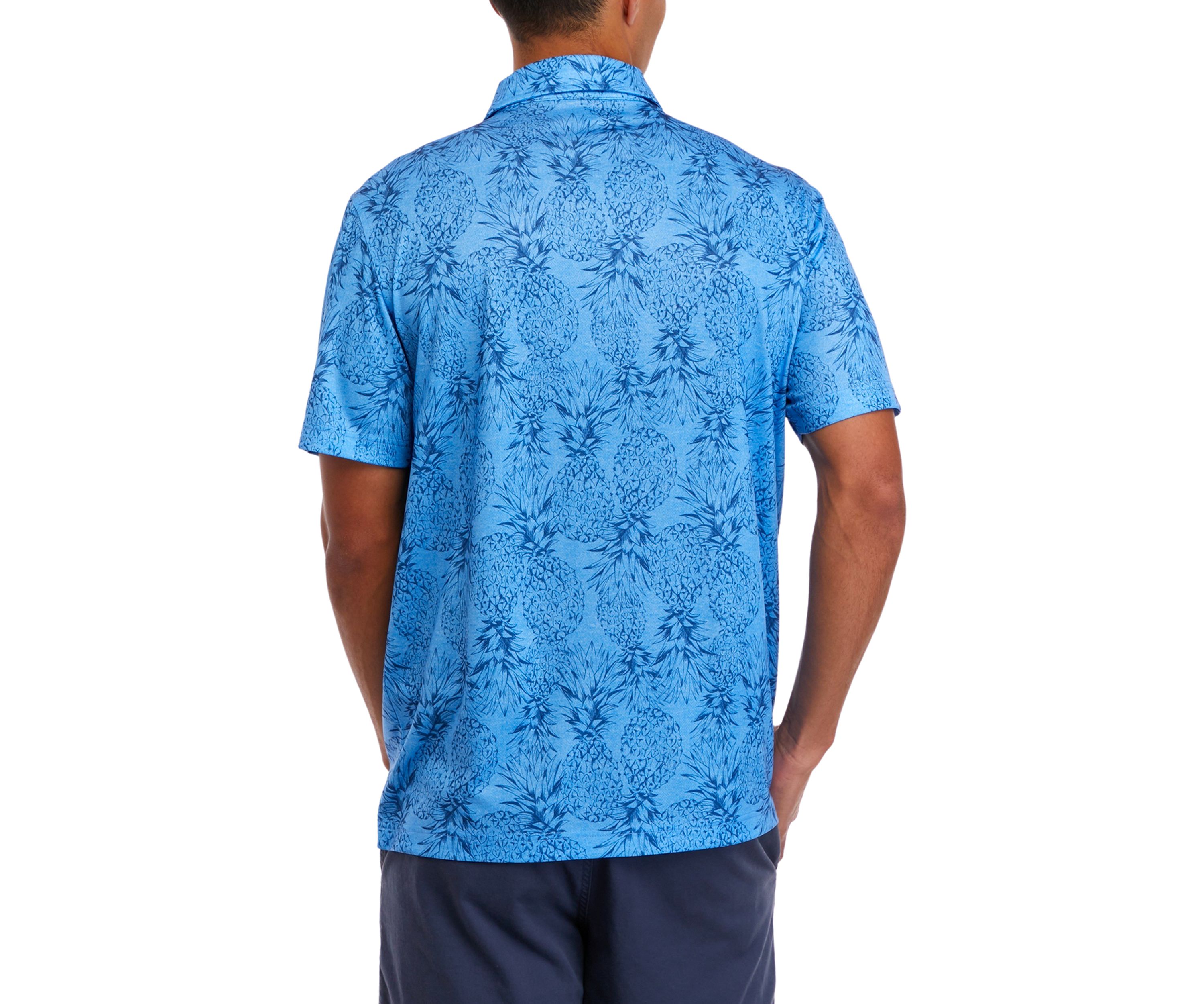 Mens Short Sleeve Beach Print Polo Shirt 