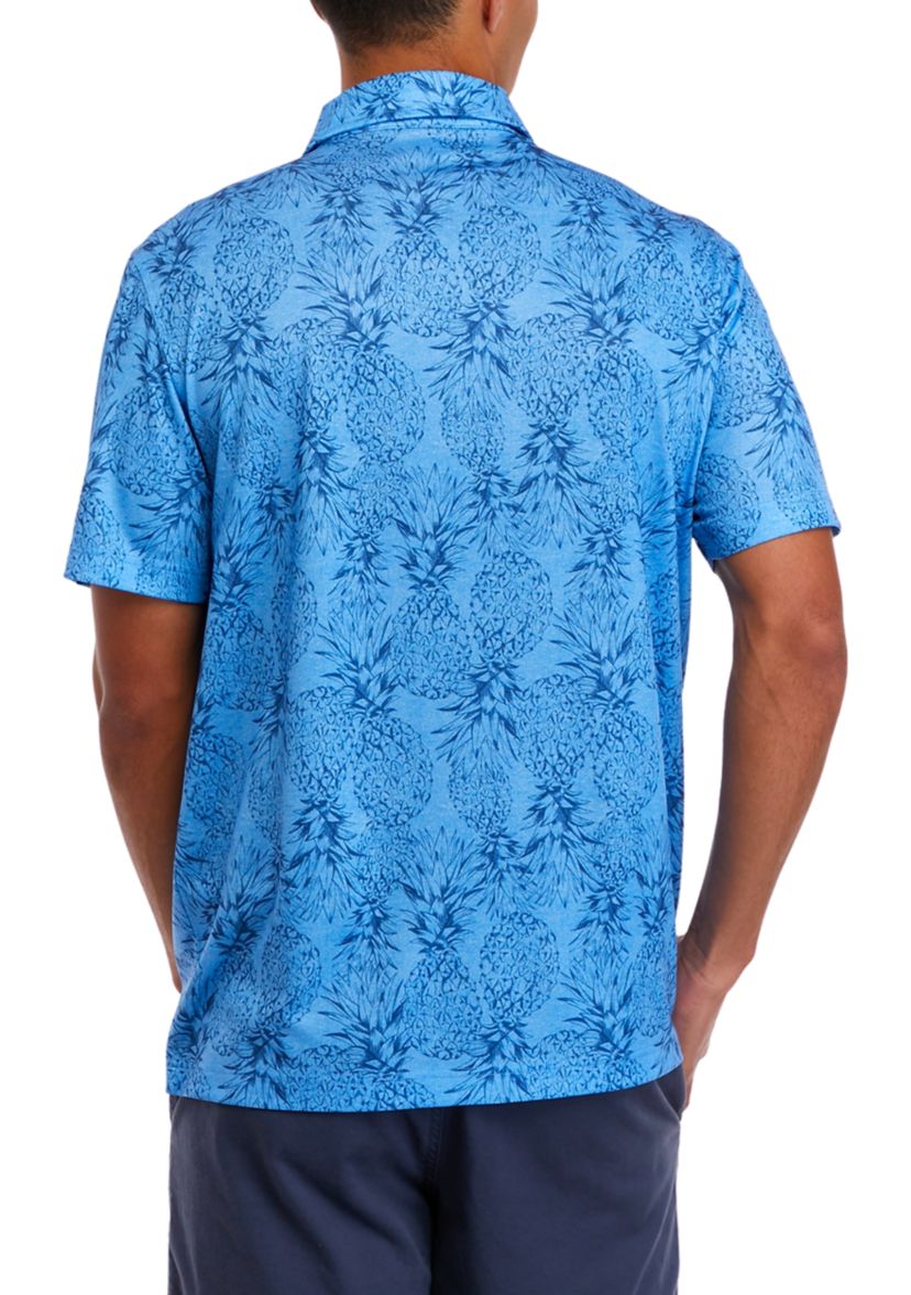 Mens Short Sleeve Beach Print Polo Shirt 