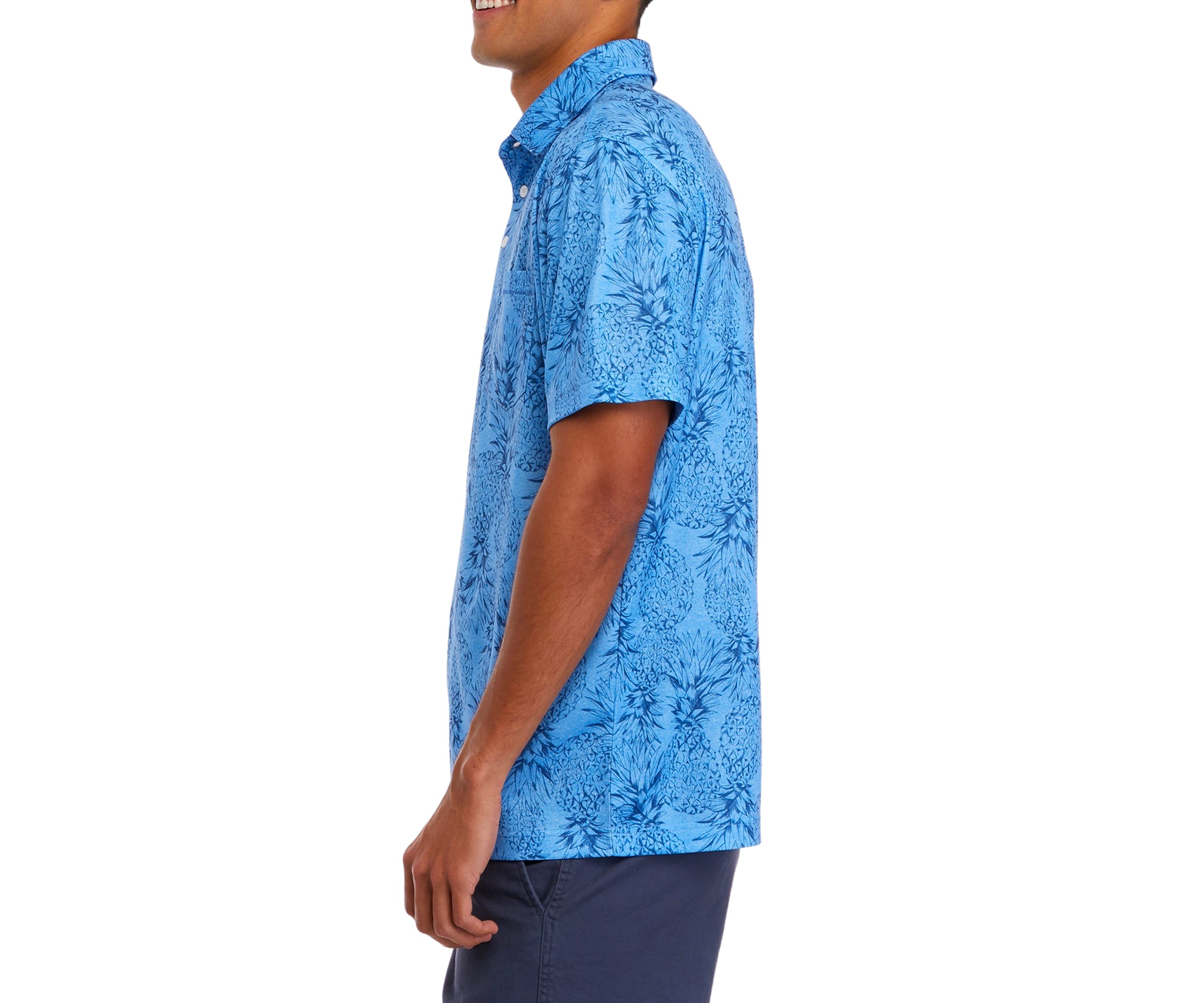 Mens Short Sleeve Beach Print Polo Shirt 