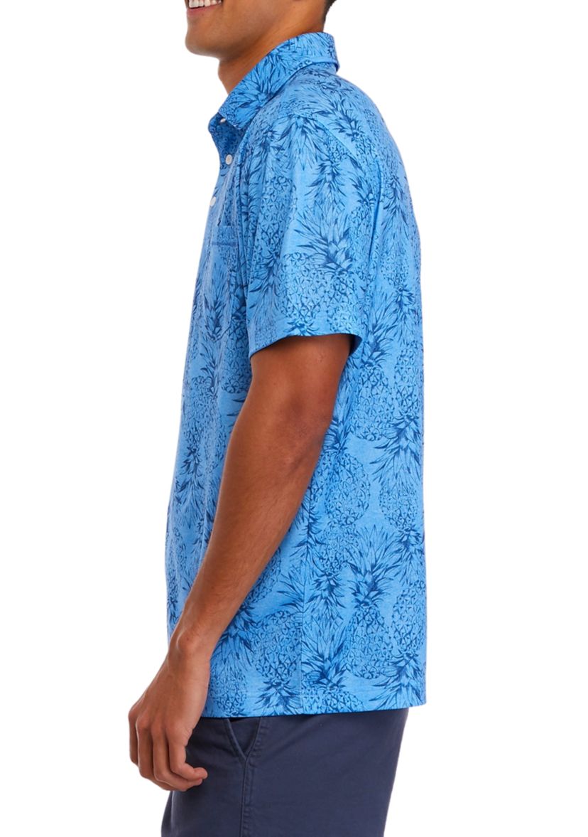 Mens Short Sleeve Beach Print Polo Shirt 