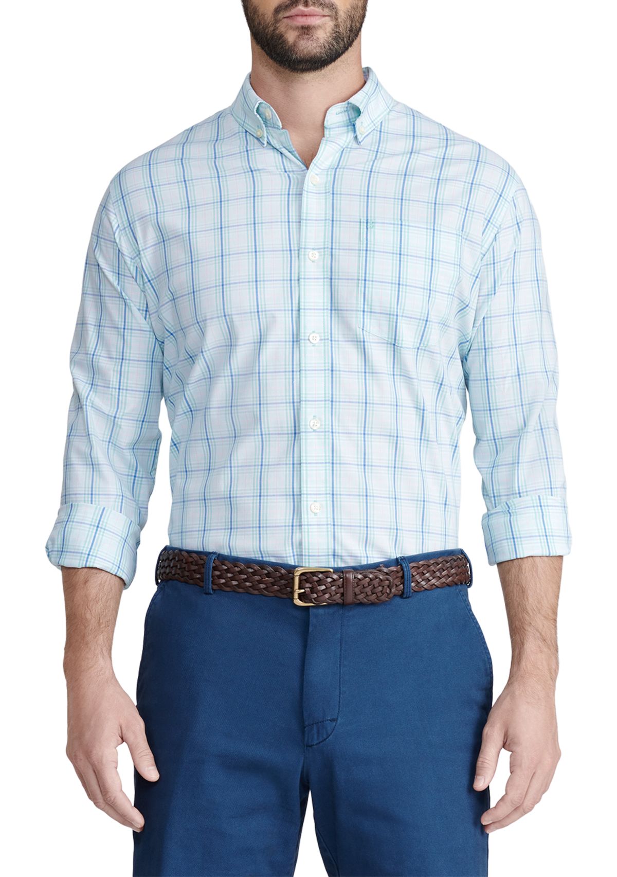 Long Sleeve Essential Woven Pastel Glen Plaid Shirt