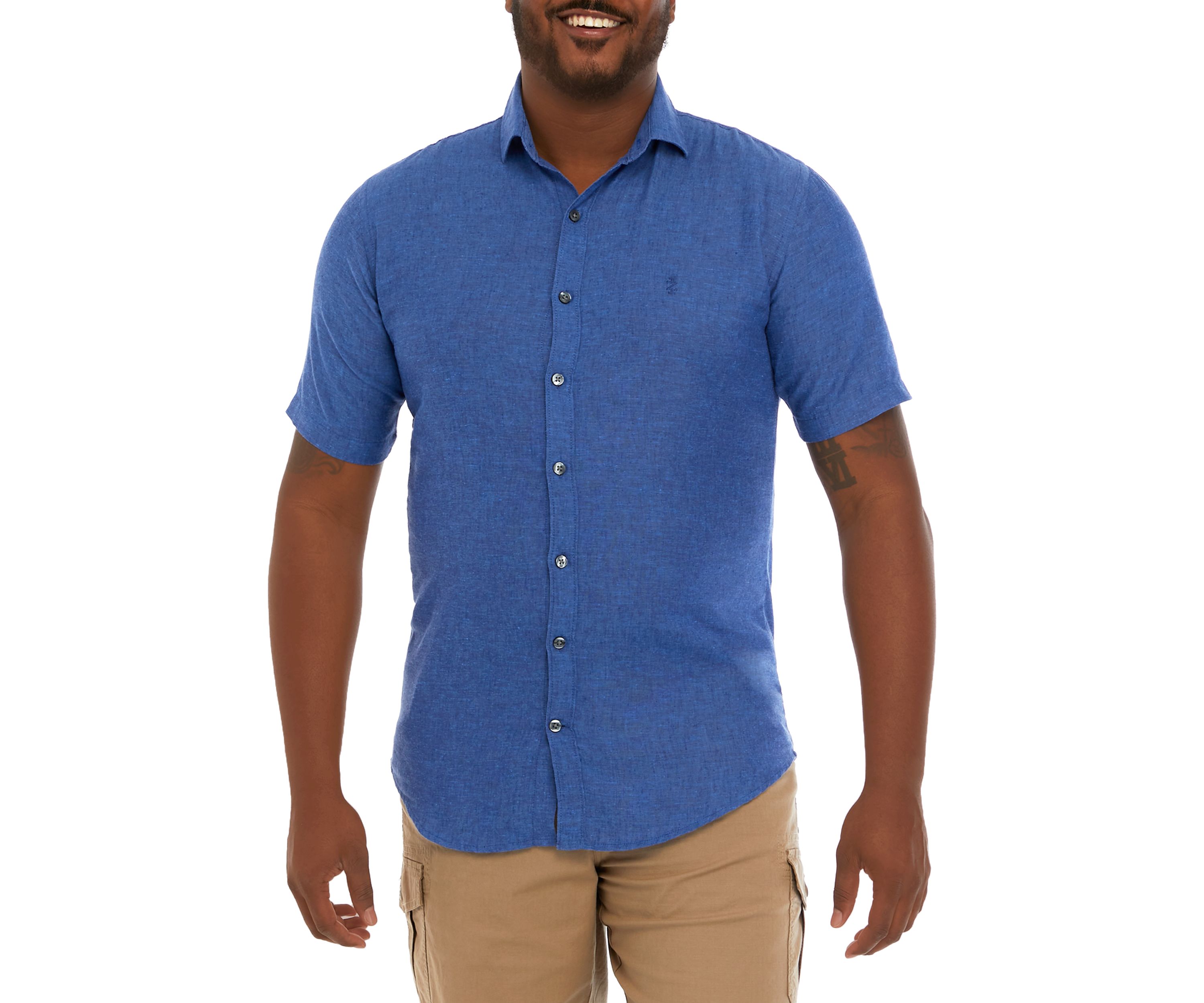 Big & Tall Short Sleeve Linen Woven Shirt