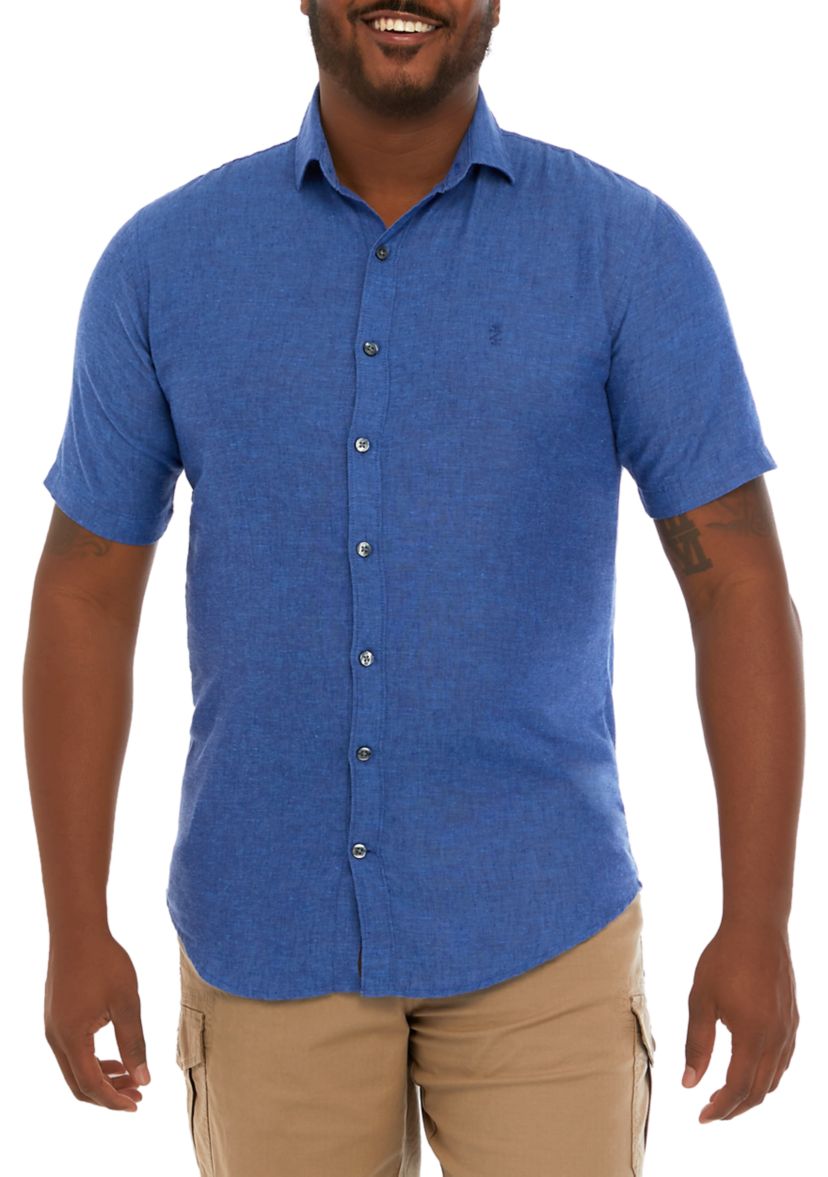 Big & Tall Short Sleeve Linen Woven Shirt
