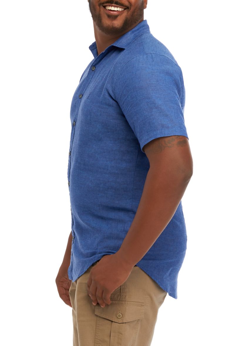 Big & Tall Short Sleeve Linen Woven Shirt
