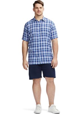 Big & Tall Madras Short Sleeve Button Down Shirt