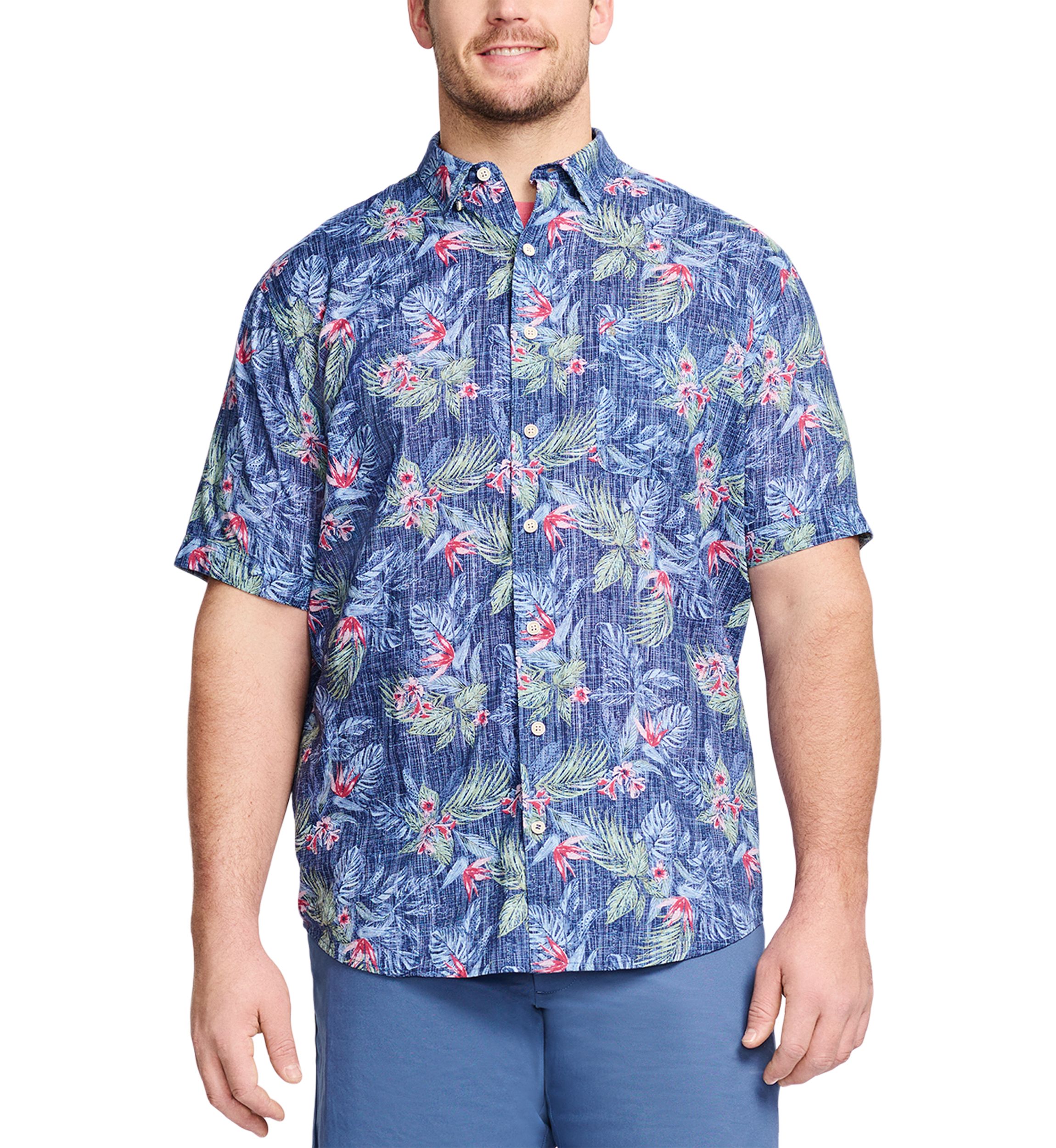 Big & Tall Dockside ChambrayShort Sleeve Button Down Shirt