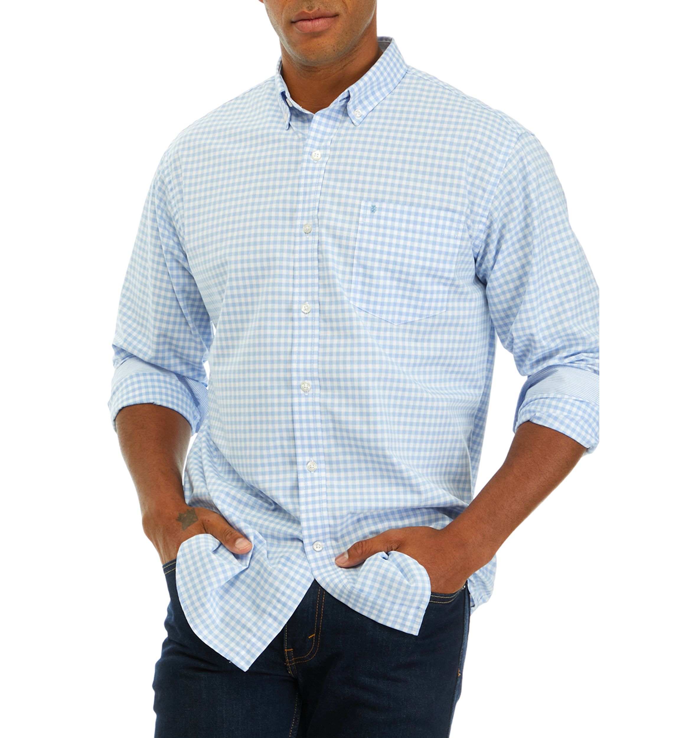 Performance Comfort Long Sleeve Gingham Button Down Shirt