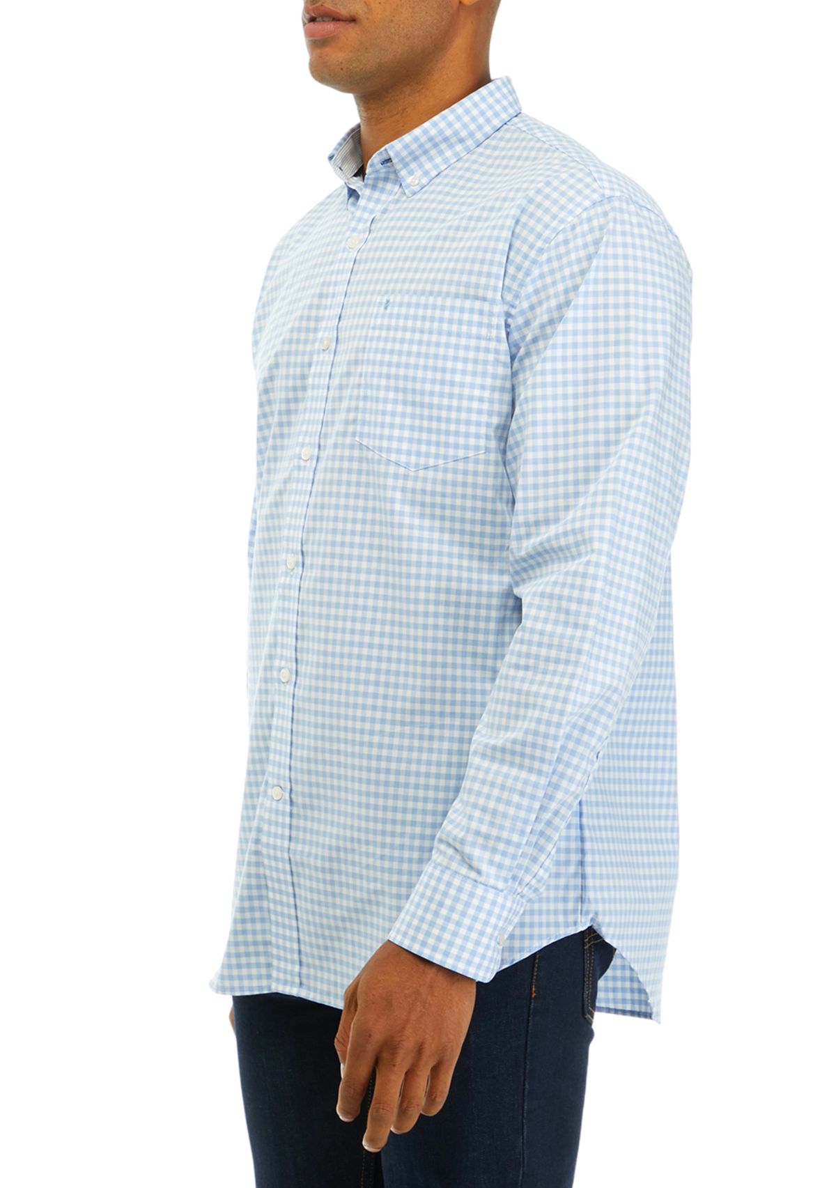Performance Comfort Long Sleeve Gingham Button Down Shirt