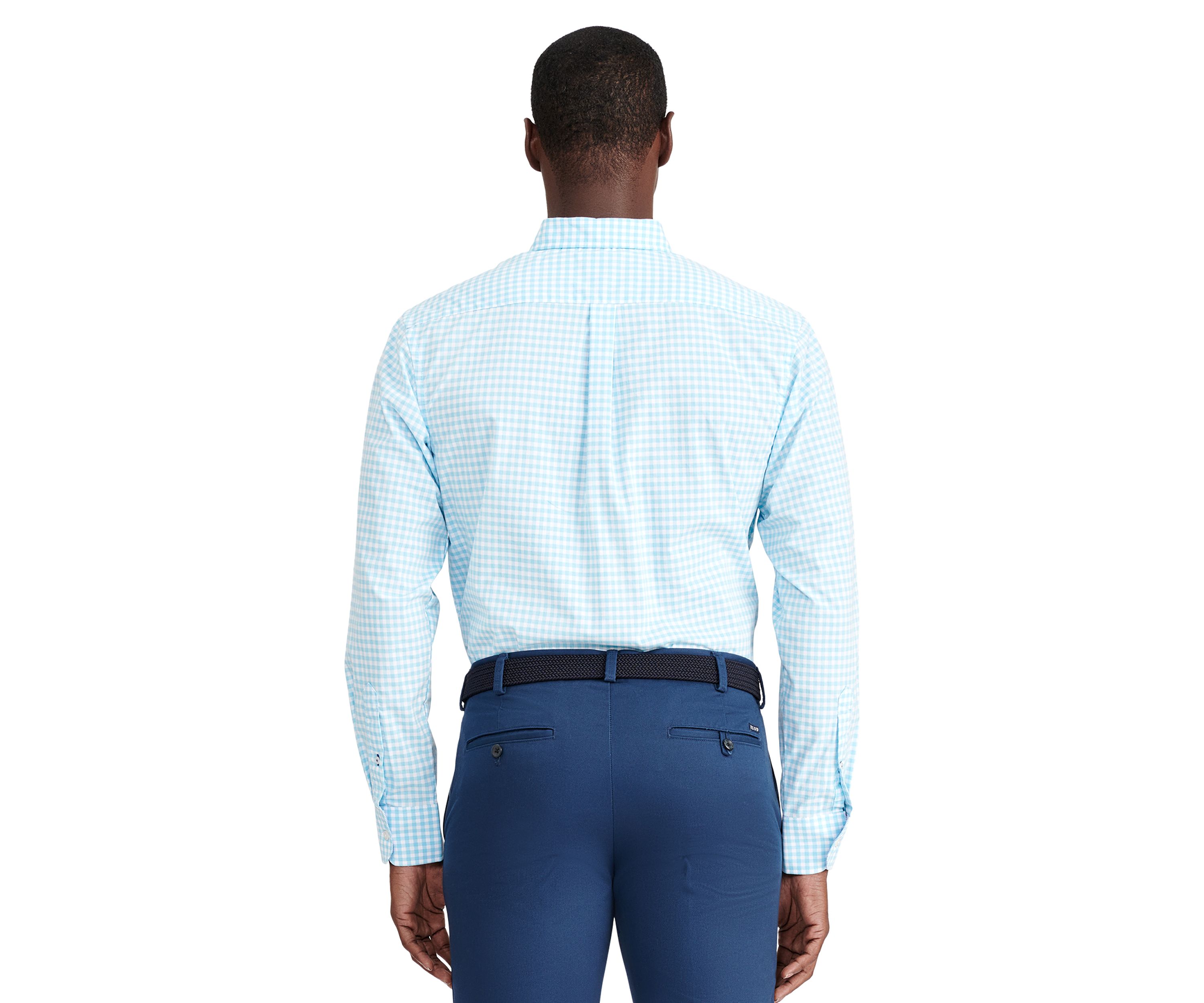 Big & Tall Performance Comfort Long Sleeve Gingham Button Down Shirt
