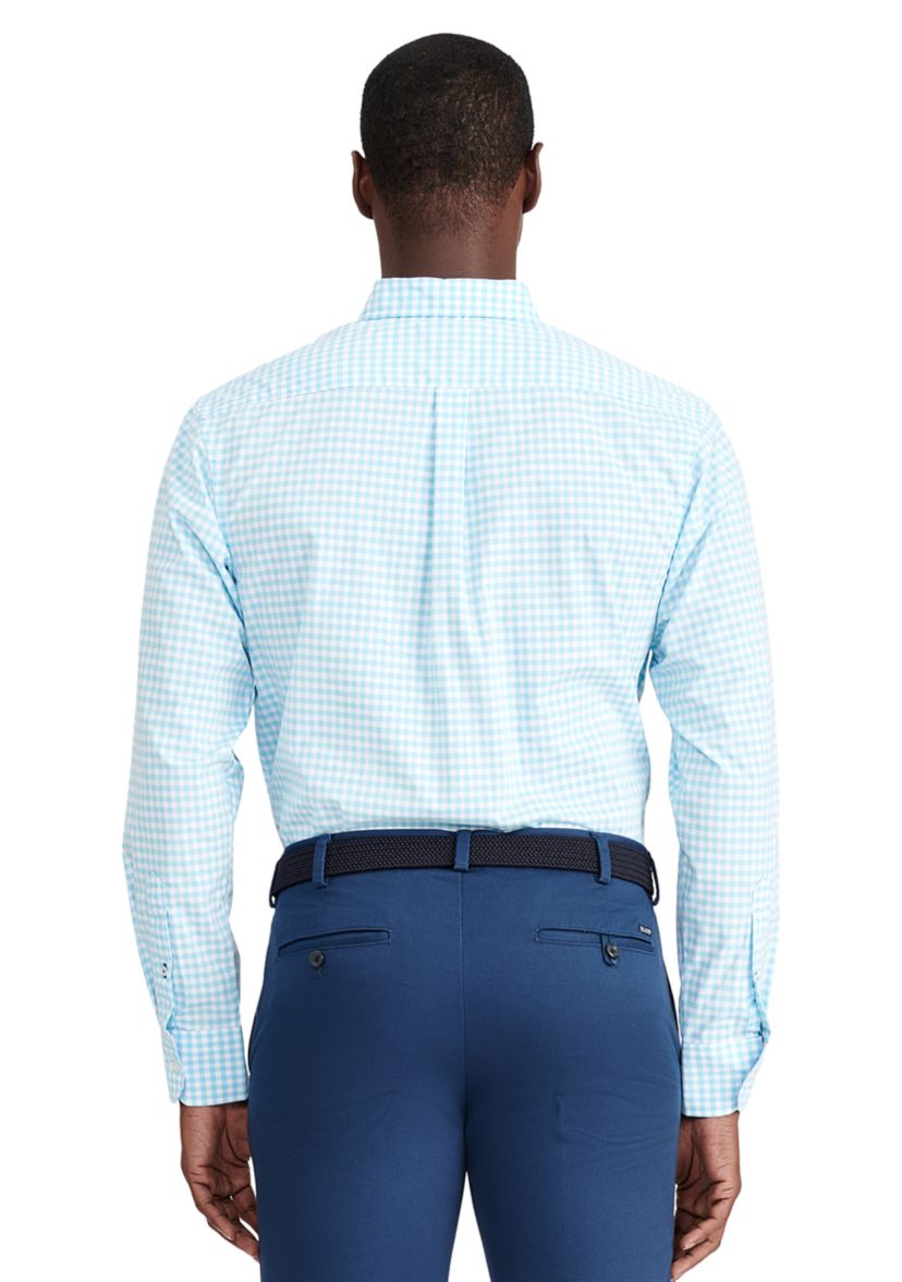 Big & Tall Performance Comfort Long Sleeve Gingham Button Down Shirt