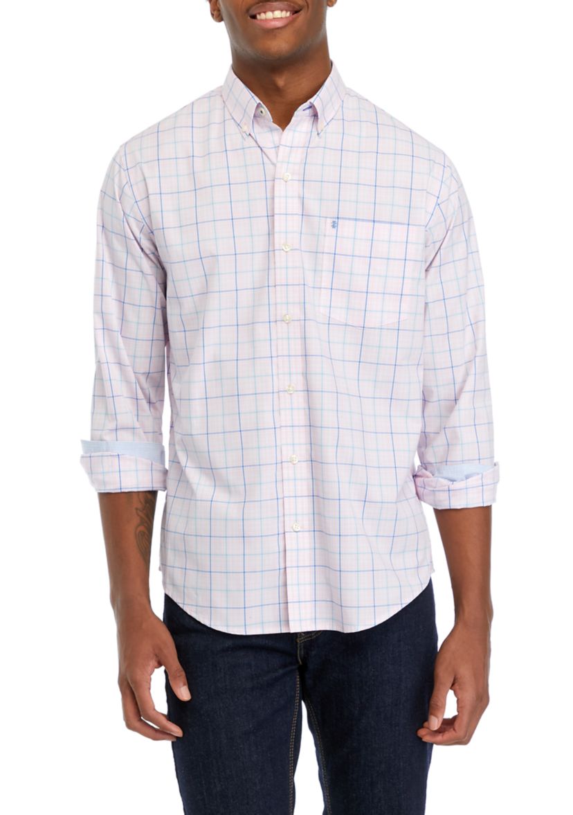 Performance Comfort Long Sleeve Plaid Button Down Shirt