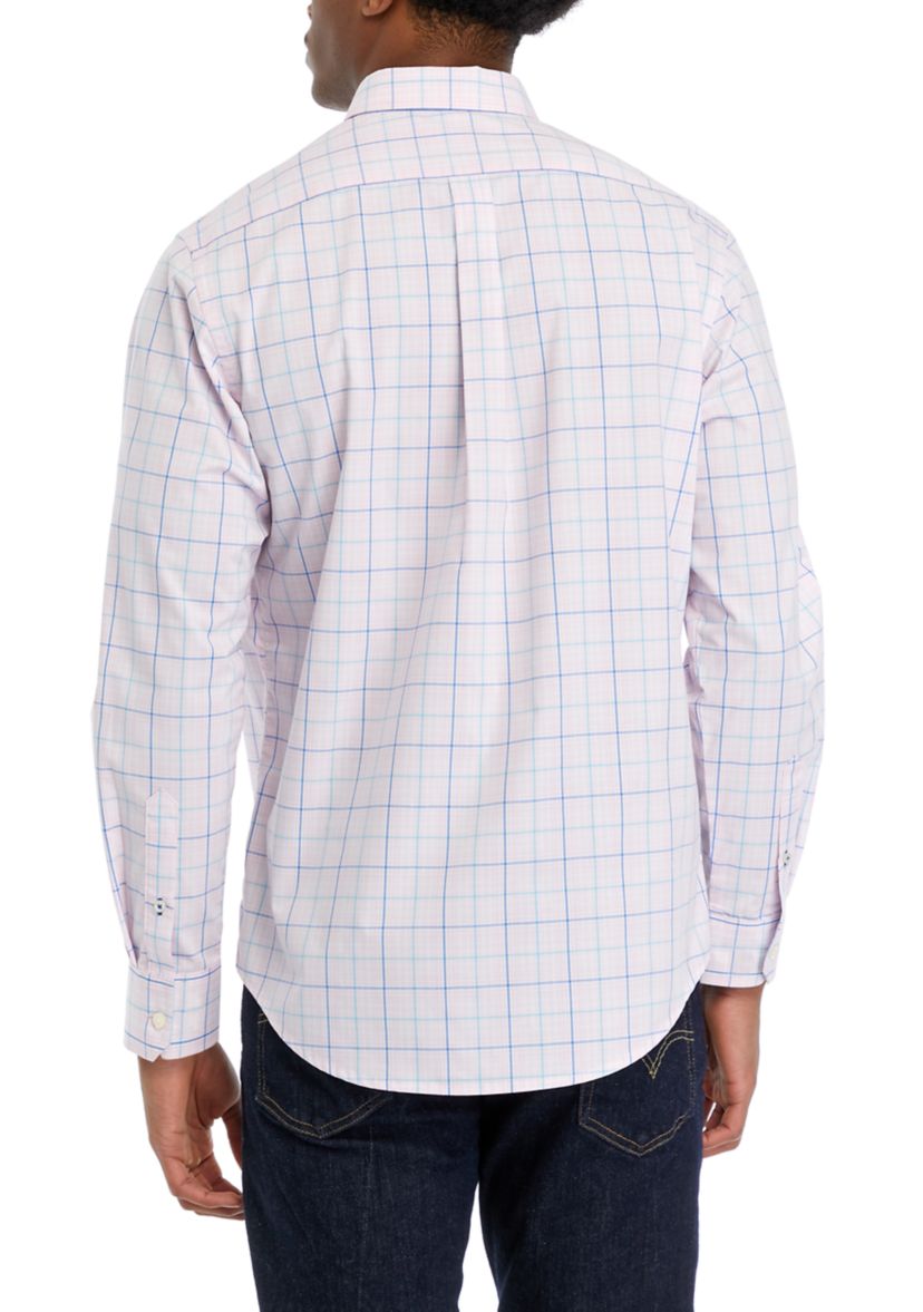 Performance Comfort Long Sleeve Plaid Button Down Shirt